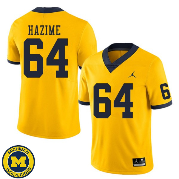 Men Michigan Wolverines #64 Mahdi Hazime Yellow Alumni Jersey